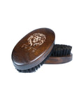 Boar bristle beard brush with natural bristles and wooden handle for styling and grooming facial hair