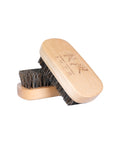 Natural horse hair beard brush with ergonomic handle for styling and grooming facial hair